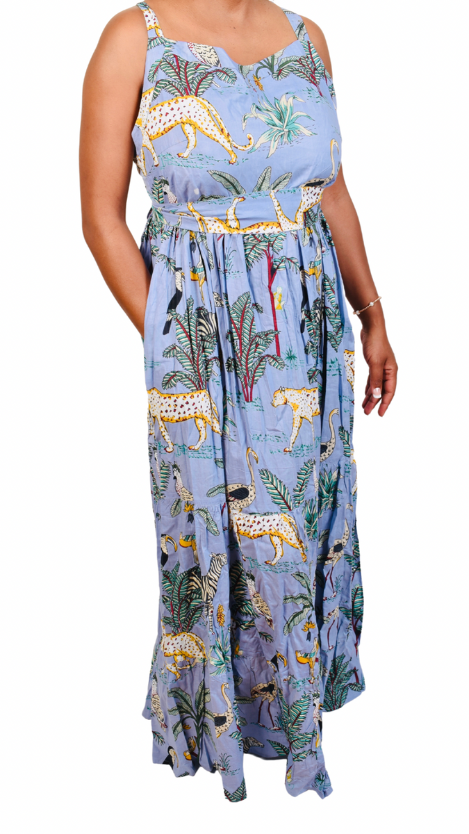 TROPICAL SAFARI MAXI DRESSES medium / periwinkle TROPICAL SAFARI MAXI DRESSES medium / periwinkle
