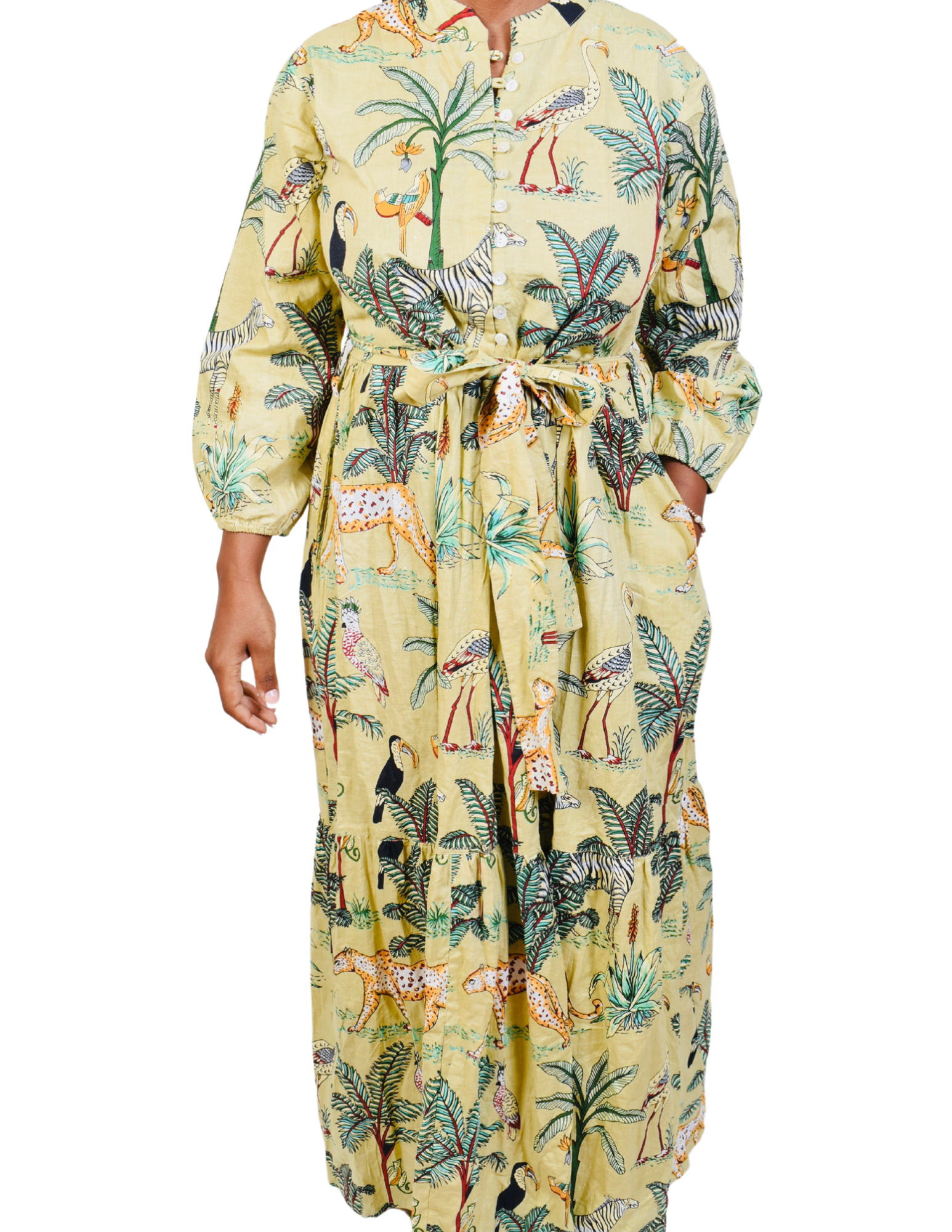 TROPICAL SAFARI MAXI DRESSES small / khaki TROPICAL SAFARI MAXI DRESSES small / khaki